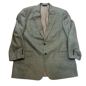 Brooks Brothers Mens Olive Green Silk/Linen/Wool Blend 2 Button Blazer Size 43 R